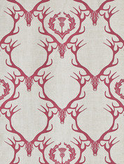 Deer Damask Claret Fabric by Barneby Gates 