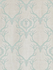 Deer Damask Duck Egg Fabric by Barneby Gates 
