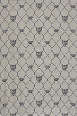 Fox & Hen Charcoal/Pink on Natural Fabric by Barneby Gates