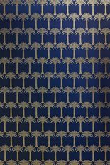 Marrakech Palm Midnight Blue Wallpaper by Barneby Gates