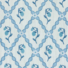 Wild Strawberry Trellis China Blue Fabric by Barneby Gates 
