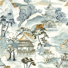 Nara Blanc/Celadon Wallcovering by Casamance