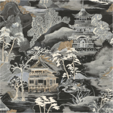 Nara Noir/Mordore Wallcovering by Casamance