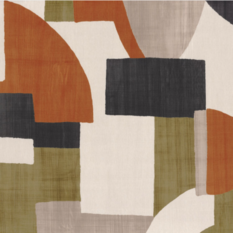Trompe L'oeil Kaki / orange brulee Fabric by Casamance 