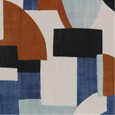 Trompe L'oeil Marine / fauve Fabric by Casamance 
