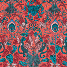 Amazon Red Velvet Fabric by Emma J Shipley for Clarke & Clarke 