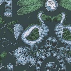 Exinct Navy Wallcovering by Emma J Shipley for Clarke & Clarke 