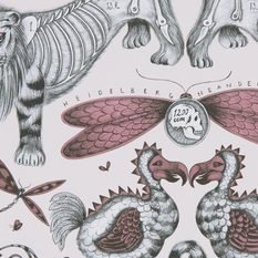 Exinct Pink Wallcovering by Emma J Shipley for Clarke & Clarke 