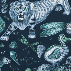 Extinct Navy Fabric by Emma J Shipley for Clarke & Clarke 