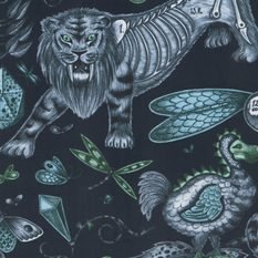 Extinct Navy Velvet Fabric by Emma J Shipley for Clarke & Clarke 