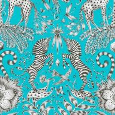 Kruger Teal Velvet Fabric by Emma J Shipley for Clarke & Clarke 