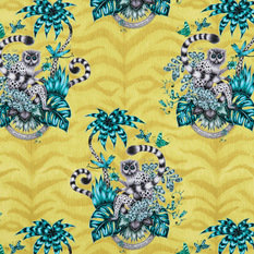 Lemur Lime Wallcovering by Emma J Shipley for Clarke & Clarke 