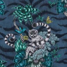 Lemur Navy Fabric by Emma J Shipley for Clarke & Clarke 