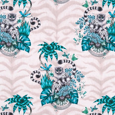 Lemur Pink Wallcovering by Emma J Shipley for Clarke & Clarke 