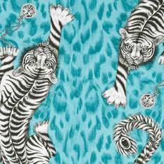 Tigris Teal Fabric by Emma J Shipley for Clarke & Clarke 