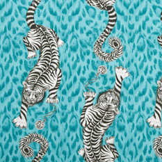 Tigris Teal Wallcovering by Emma J Shipley for Clarke & Clarke 