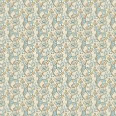 Golden Lily Linen/Teal Fabric by Clarke & Clarke 
