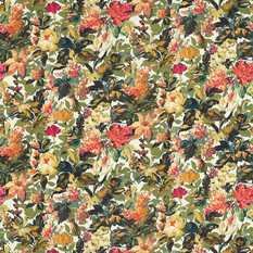 Lilum Olive/Raspberry Fabric by Clarke & Clarke 