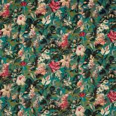 Lilum Peacock Fabric by Clarke & Clarke 