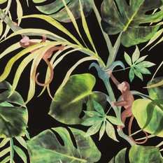 Monkey Business Ebony Wallcovering by Clarke & Clarke