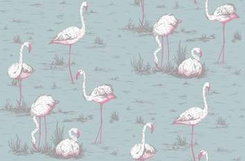 Flamingos Linen Union Fabric by Cole & Son 