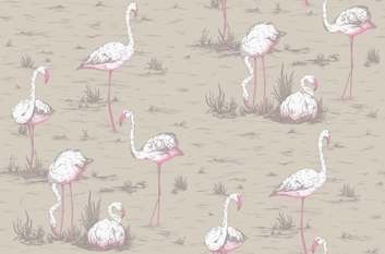 Flamingos Linen Union Fabric by Cole & Son 