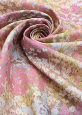 Petite Fleur Linen Union Peach & Blush Fabric by Cole & Son 