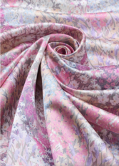 Petite Fleur Satin Cerise & Eau de Nil Fabric by Cole & Son 