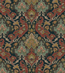 Pushkin Seafoam & Red on Charcoal Wallcovering by Cole & Son 