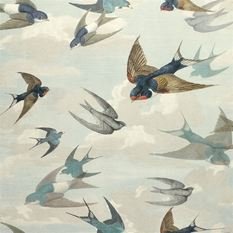 Chimney Swallows Sky Blue Wallcovering by Designers Guild