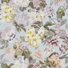 Delft Flower Duck Egg Wallcovering by Designers Guild