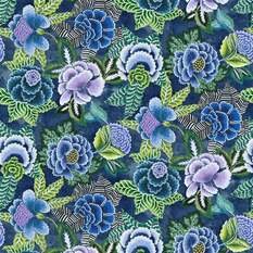 Rose De Damas Velours Indigo Fabric by Designers Guild 