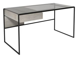 Federico Weathered Oak With Black Framed Desk by Gillmore Space 