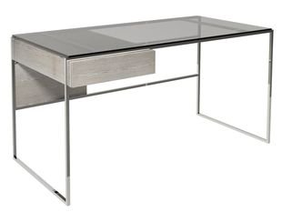 Federico Weathered Oak With Polished Framed Desk by Gillmore Space