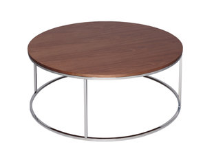 Kensal Walnut and Steel Circular Coffee Table by Gillmore Space