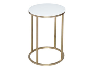 Kensal White and Brass Circular Side Table by Gillmore Space