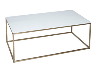 Kensal White and Brass Rectangle Coffee Table by Gillmore Space