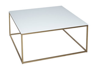 Kensal White and Brass Square Coffee Table by Gillmore Space