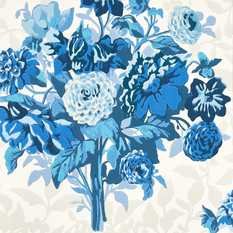 Dahlia Bunch Lapis Wallcovering by Harlequin X Sophie Robinson