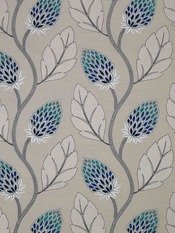Portobello Flower Blue Fabric by James Hare 