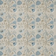 Siam Linen Natural/Eton Blue Fabric by James Hare