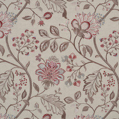 Shalimar Red/Mushroom Fabric by James Hare 