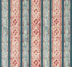 Jari Blue/Red Fabric by Jane Churchill