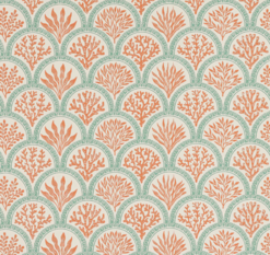 Coralli Tomato/Blue Wallpaper by Jane Churchill