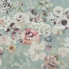 Marble Rose Aqua Wallpaper by Jane Churchill 