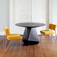 Cube Dining Table with Blackened Brass Base & Dark Smoked Oak Top by Julian Chichester 