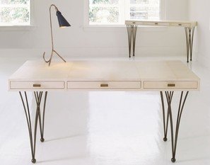 Ravel Natural Vellum & Aged Brass Desk by Julian Chichester 
