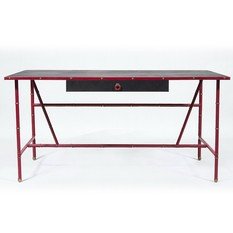 Richter Red Leather legs & Black Leather Top Desk by Julian Chichester 