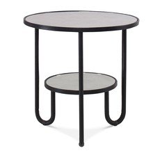 Tubular Black Leather & Aged Mirror Side Table by Julian Chichester 