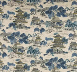 Mandarin Bleu de Chine Fabric by Manuel Canovas